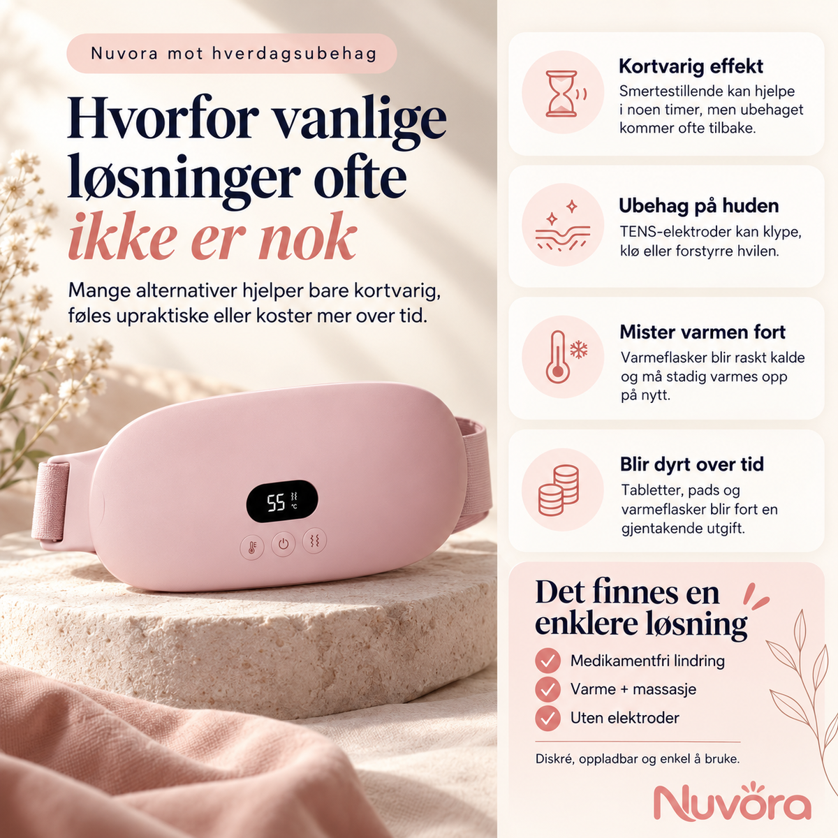 Nuvora – Medikamentfri lindring av menssmerter og korsryggsmerter